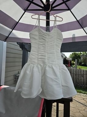 Altar'd State White Ruched Bodice Party Dress for Kids